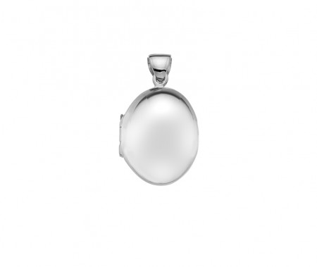 Silver plain puffed med oval locket 20